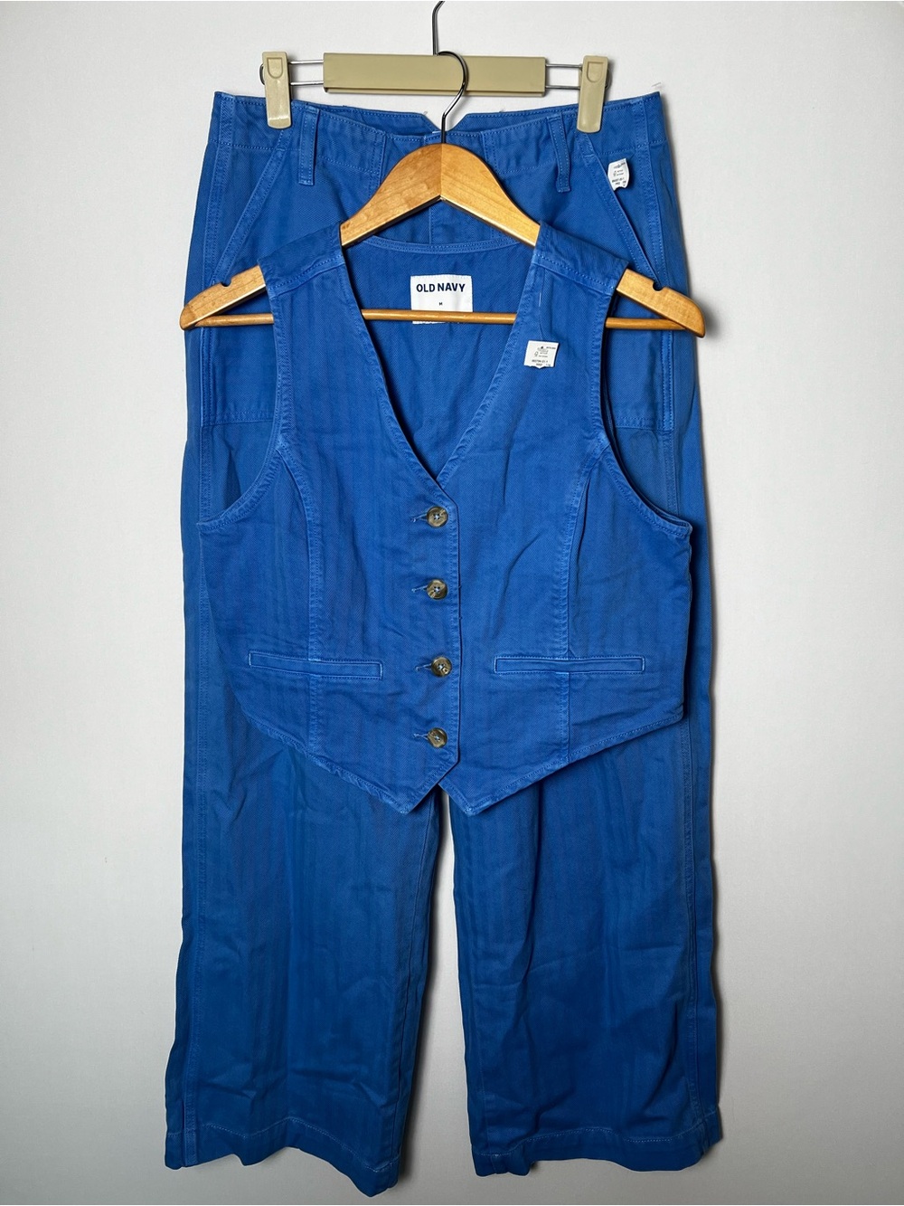 Old Navy NWT Women’s 2 Piece Outfit Set Blue Vest & Baggy Wide Leg Pants Medium